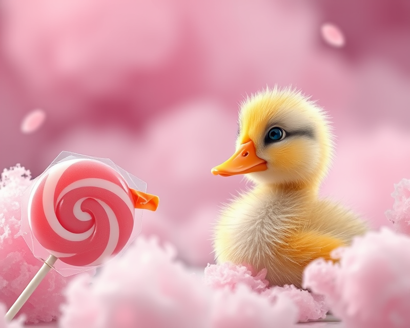 duckling, lollipop, cotton candy